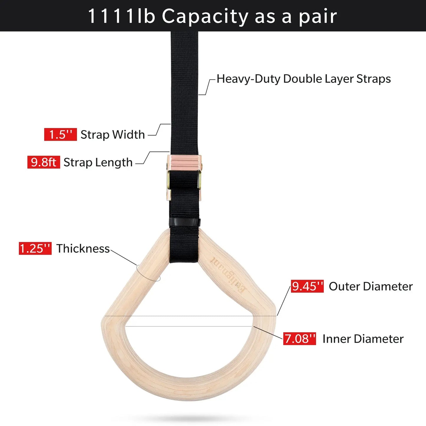 Gymnastics Rings with 3 Type of Grips, Bodyweight Resistance Bands